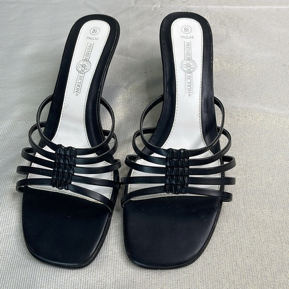 Vintage Y2K Strappy Square Toe Kitten Heels Black Paula Premier Collection 8.5 - Picture 5 of 11